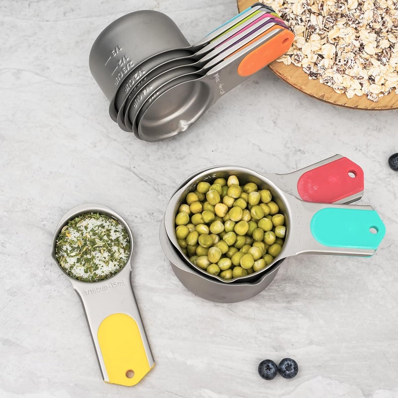 Minteem Magnetic Measuring Cups Set of 5, Stainless Steel Nesting Measuring Cups with Easy to Read Markings, Kitchen Gadgets for Cooking & Baking - Image 4